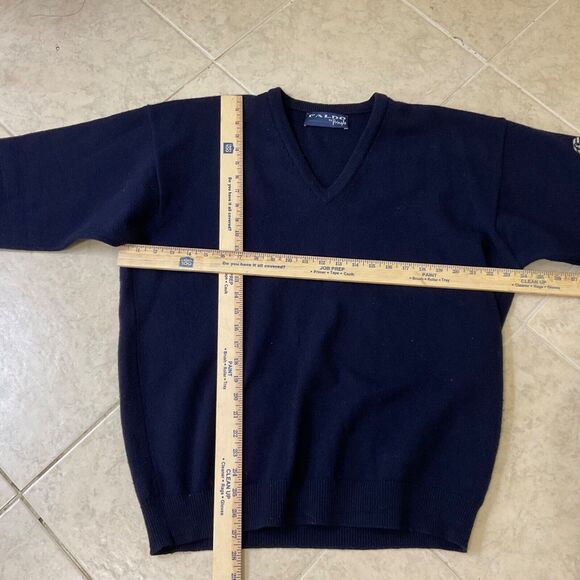 Faldo by Pringle Sweater Mens size L Blue  100% Lambswool V-Neck Jumper Golf - Picture 5 of 10